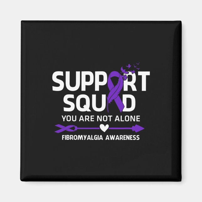 Squad Warrior Fibromyalgia Awareness Feather Magnet (Framsidan)