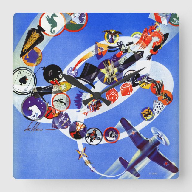 Squadron Insignia Fyrkantig Klocka (Framsida)