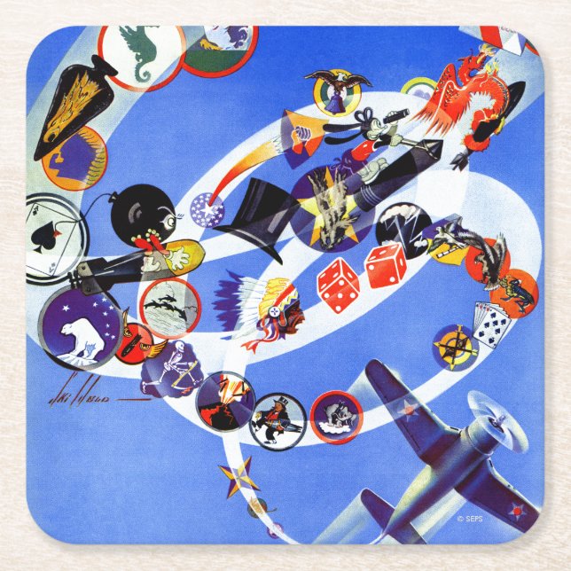 Squadron Insignia Underlägg Papper Kvadrat (Framsidan)