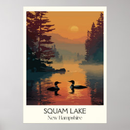 Squam Lake New Hampshire Solnedgång Poster