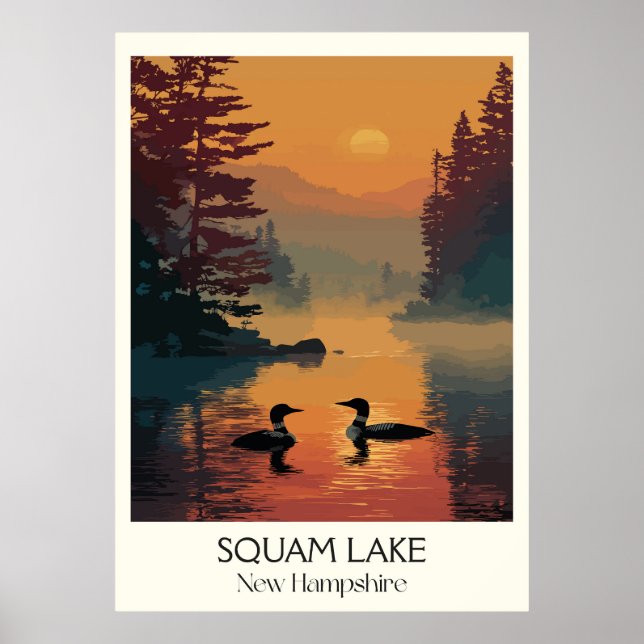 Squam Lake New Hampshire Solnedgång Poster (Framsidan)