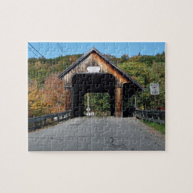Squam River Covered Bridge New Hampshire Puzzle Pussel (Horisontell)