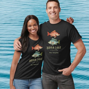 Squam Sjö New Hampshire NH nautisk fiskbeklädnad T Shirt
