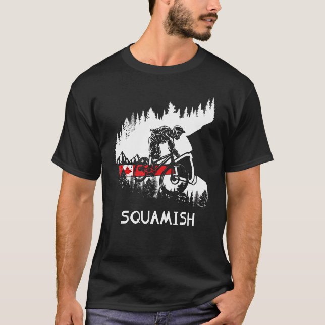 Squamish Mtb Downhill Trail Biker British Columbia T Shirt (Framsida)