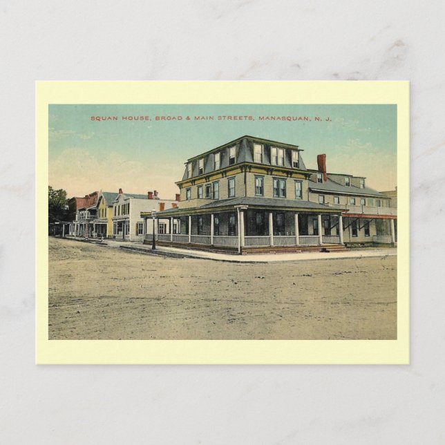 Squan House, Manasquan, New Jersey 1912 Årgammal Vykort (Framsida)