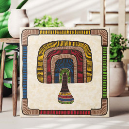 Square Abstract Mushroom Canvastryck