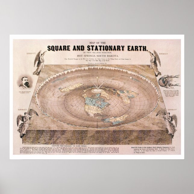 "Square and Stationary", platt jord Karta Poster (Framsidan)