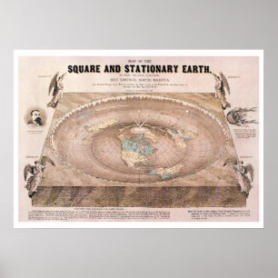 "Square and Stationary", platt jord Karta Poster