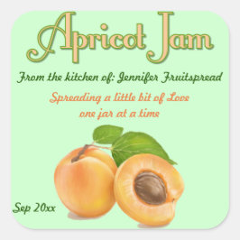 Square Apricot Sylt Food Canning Label Fyrkantigt Klistermärke