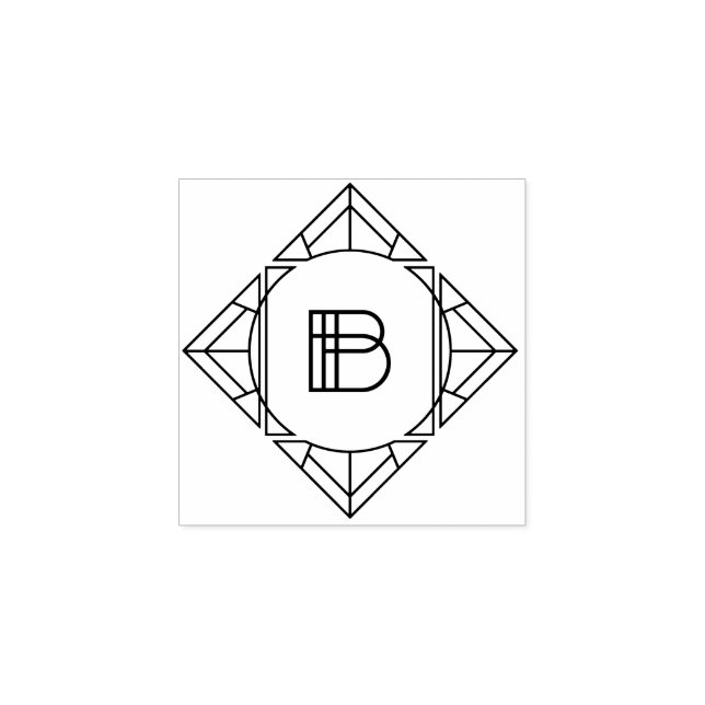 Square Art Deco Brev B Monogram Stämpel (Tryck)