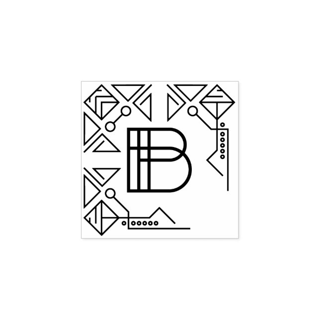 Square Art Deco Brev B Monogram Stämpel (Tryck)