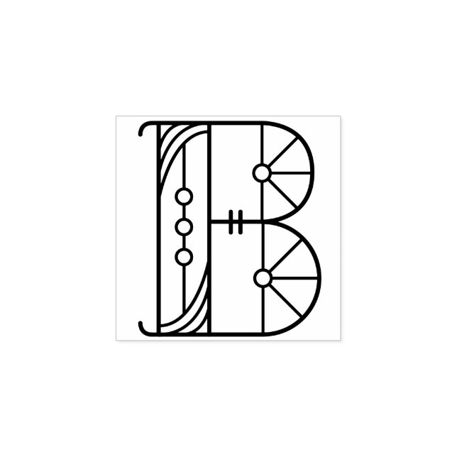 Square Art Deco Brev B Monogram Stämpel (Tryck)