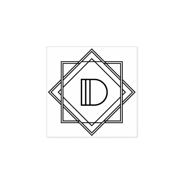 Square Art Deco Brev D Monogram Stämpel (Tryck)