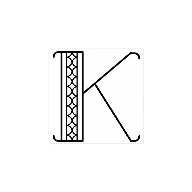 Square Art Deco Brev K Monogram Stämpel (Tryck)