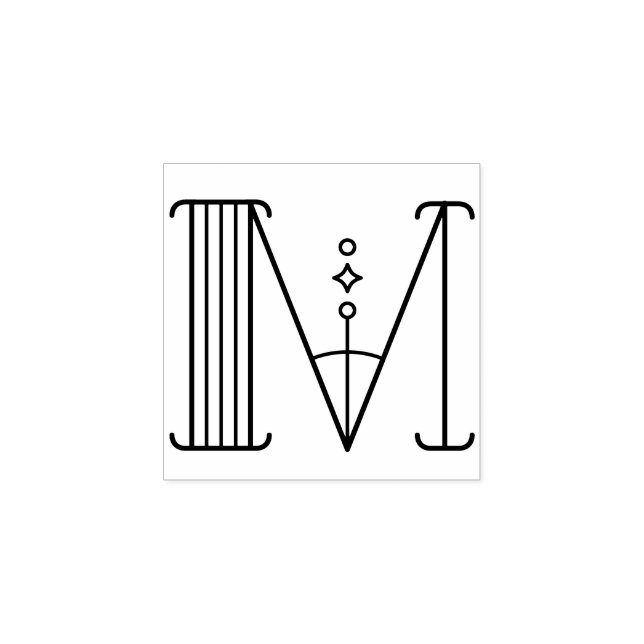 Square Art Deco Brev M Monogram Stämpel (Tryck)