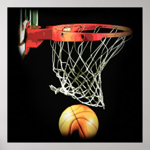 Square Basketball Boll & Net Poster