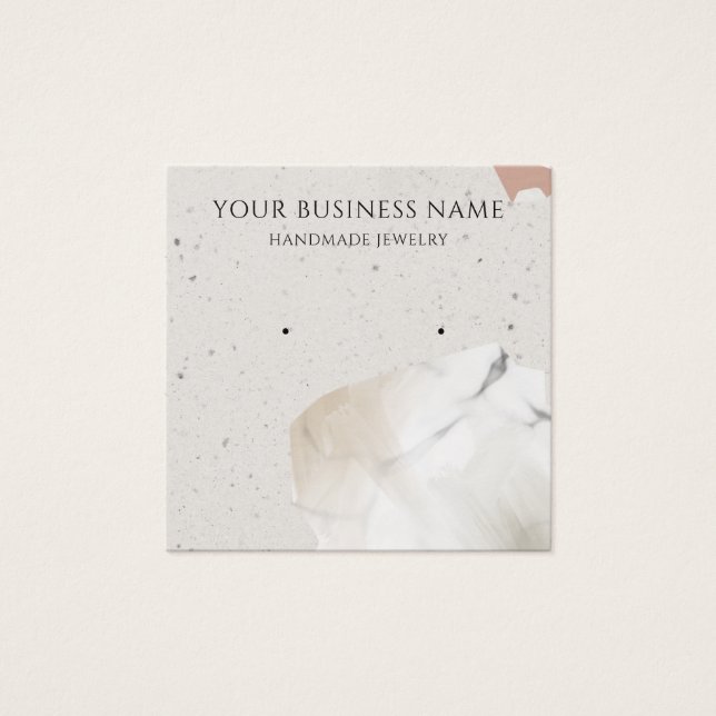 Square Beige Terrazzo Earring Visning Card Fyrkantigt Visitkort (Framsida)