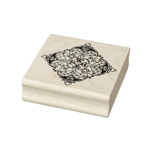 Square Blommigt Embellution Rubber Art Frimärke Stämpel