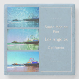 Square Blue Santa Monica Pier Collage Stenunderlägg