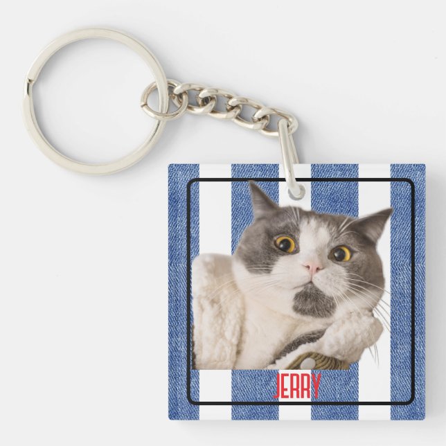 Square Blue White Nautical Rand Pet Acrylic (Framsidan)