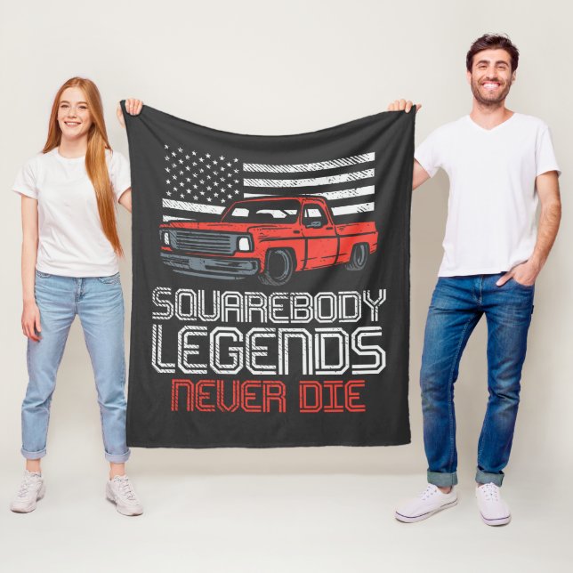 Square Body Legends Lever Aldrig Dör Lastbil Fleecefilt (På plats)