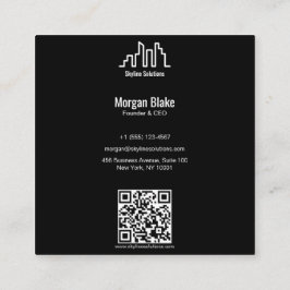 Square Business Card with Minimalist Dark Design Fyrkantigt Visitkort