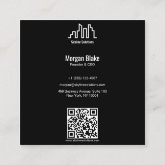 Square Business Card with Minimalist Dark Design Fyrkantigt Visitkort