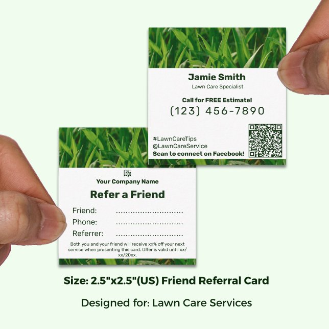 Square Business Promo - Lawn Care Friend Rabattkort (Square Business Promo - Lawn Care Friend Referral Card; Size: 2.5 x 2.5 Inch)
