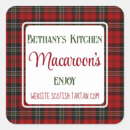 Square Business Stickers Bethany's Kitchen Tartan Fyrkantigt Klistermärke