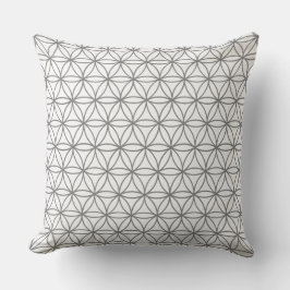 Square Cushion, Lotus Flower Graphic in Grått Kudde