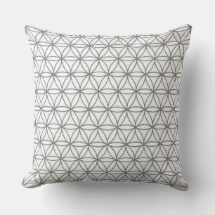 Square Cushion, Lotus Flower Graphic in Grått Kudde