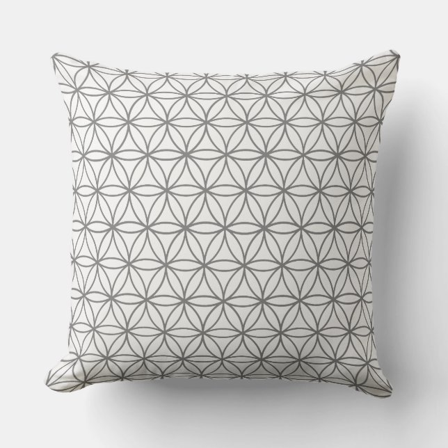 Square Cushion, Lotus Flower Graphic in Grått Kudde (Framsida)