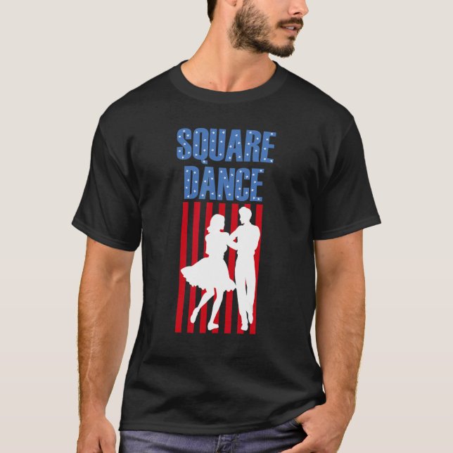 Square Dance American Patriotic Flag Western T Shirt (Framsida)