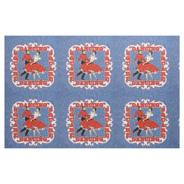Square Dance Couple på Faux Denim 9 tum Tyg (Fat Quarter)