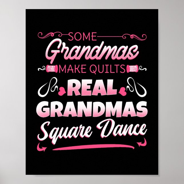 Square Dance Four Par Folk Dancer Grandma Gran Poster (Framsidan)