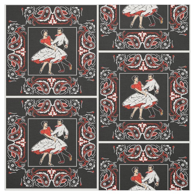 Square Dance par Red and Black Bandana 2 Tyg (Provkarta)