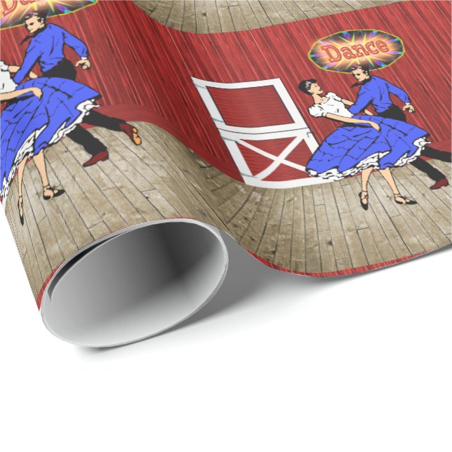 Square Dancing Barn Dance Scene Hoe Down Presentpapper (Rullad Hörn)