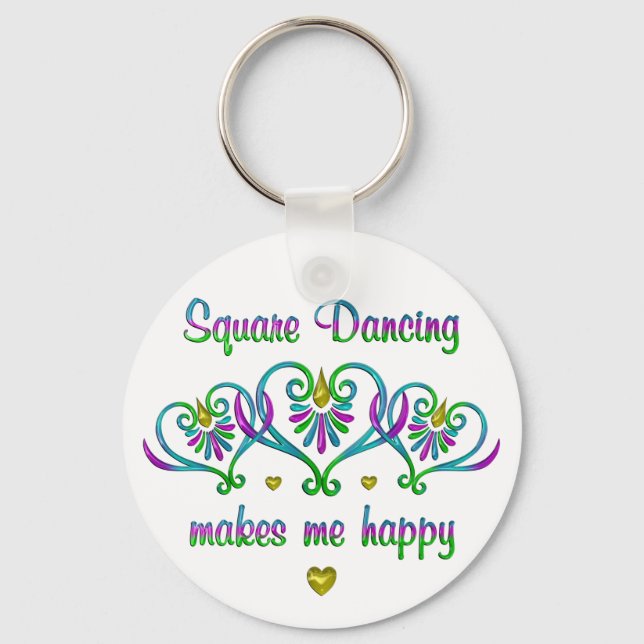 Square Dancing gör mig Lycklig Nyckelring (Framsida)