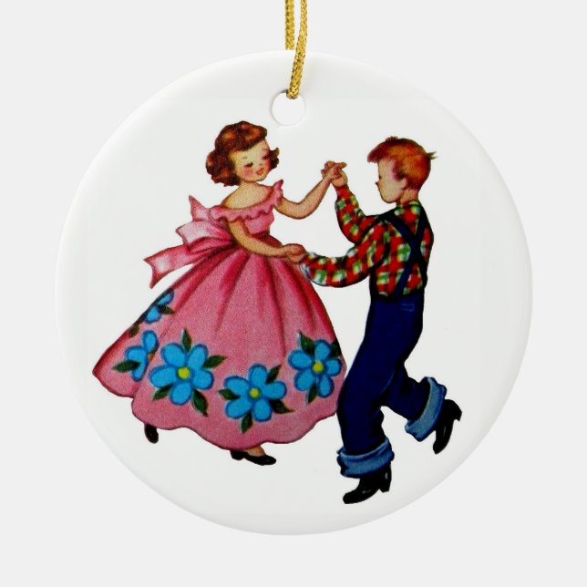Square Dancing Julgransprydnad Keramik (Framsidan)
