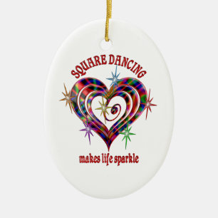 Square Dancing Sparkles Julgransprydnad Keramik