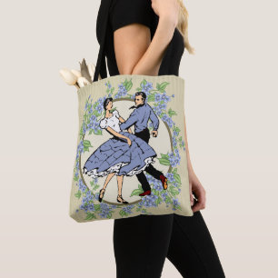 Square Danple in Blue with Flowers Tygkasse