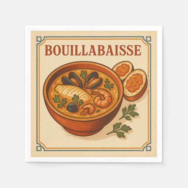 Square  Design (Bouillabaisse, Retro Style) Pappersservett (Framsidan)