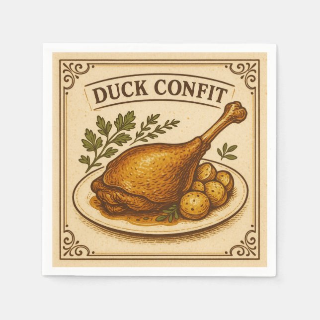 Square Design (Duck Confit, Retro Style) Pappersservett (Framsidan)