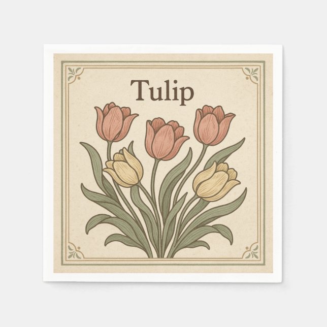 Square  Design  for Tulip, Retro Style USA Pappersservett (Framsidan)