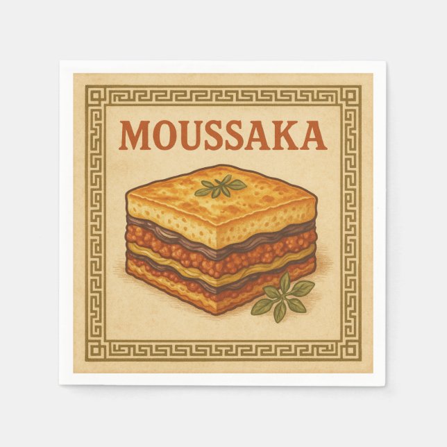 Square  Design Moussaka, Greek Style 2026 Pappersservett (Framsidan)