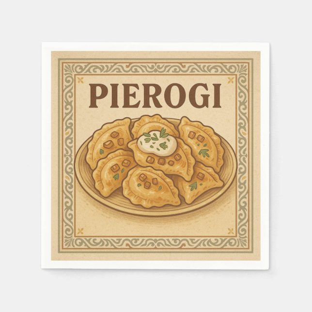 Square Design (Pierogi, Retro Style) Pappersservett (Framsidan)
