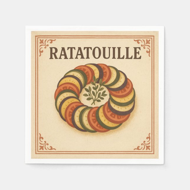 Square  Design (Ratatouille, Retro Style) Pappersservett (Framsidan)
