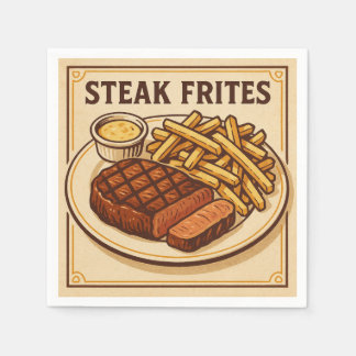 Square  Design (Steak Frites, Retro Style) Pappersservett