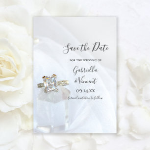 Square Diamond Ring Crystal Bröllop spara datum Datumet