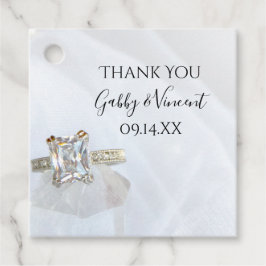 Square Diamond Ring och Pillar Crystal Bröllop Gåvor Etiketter